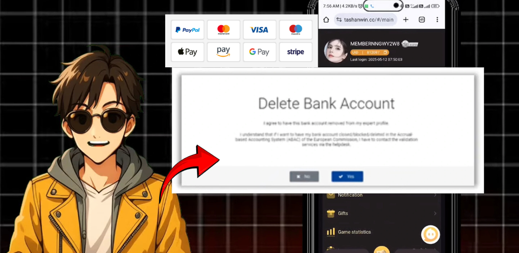 How to Delete Bank account in tashan